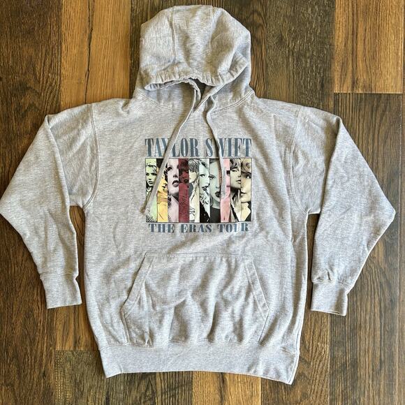 Taylor Swift The Eras Tour Hoodie Gray Graphic Sweatshirt Size Small - Picture 1 of 7